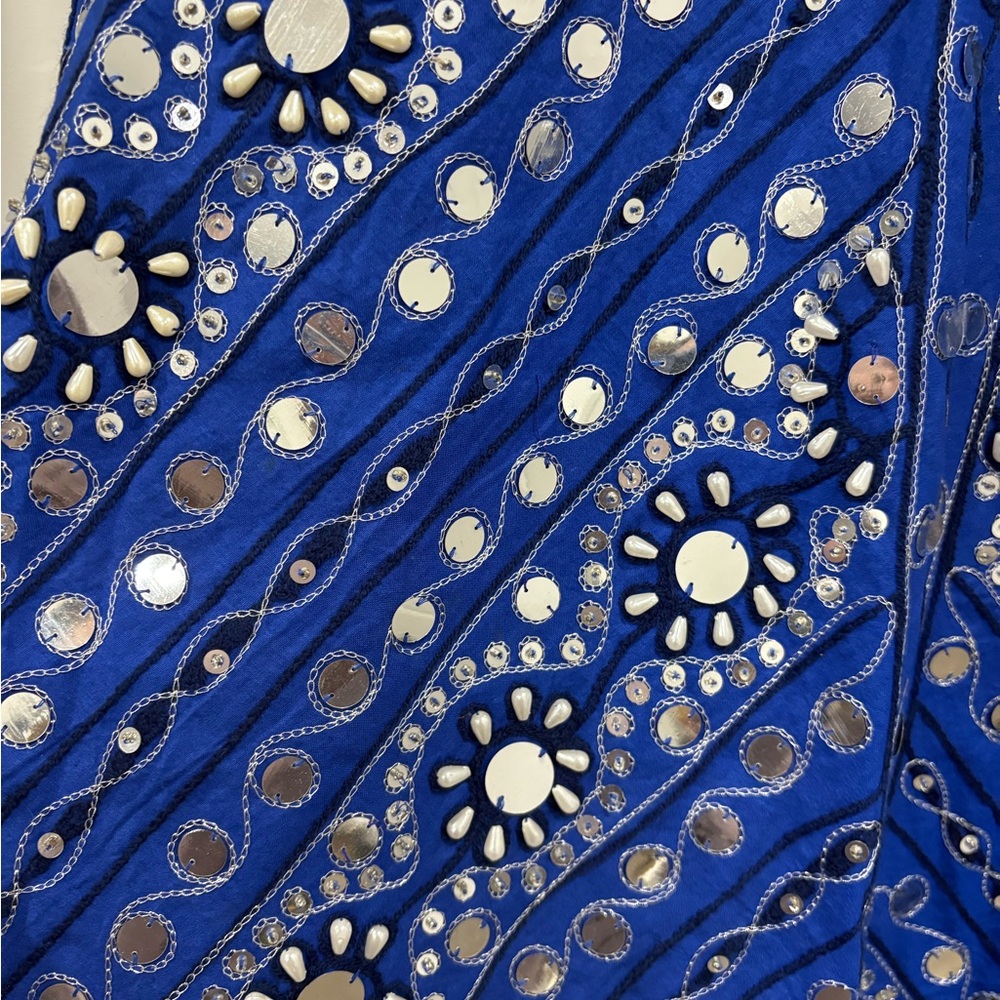 Soft Surroundings Preciosa Maxi Skirt Embroidered Beaded Boho Floral Blue PM - Picture 8 of 16